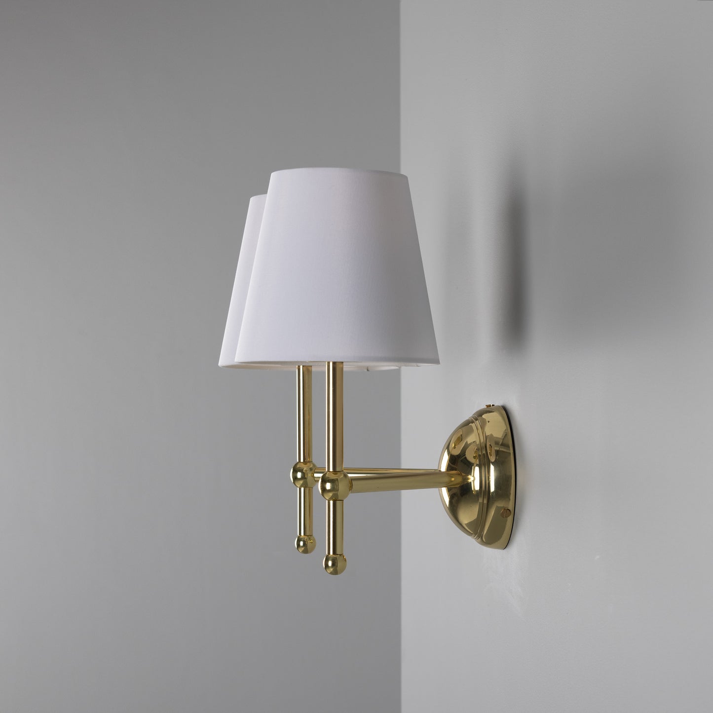 Bursa Modern Brass Double Wall Light with Fabric Shades