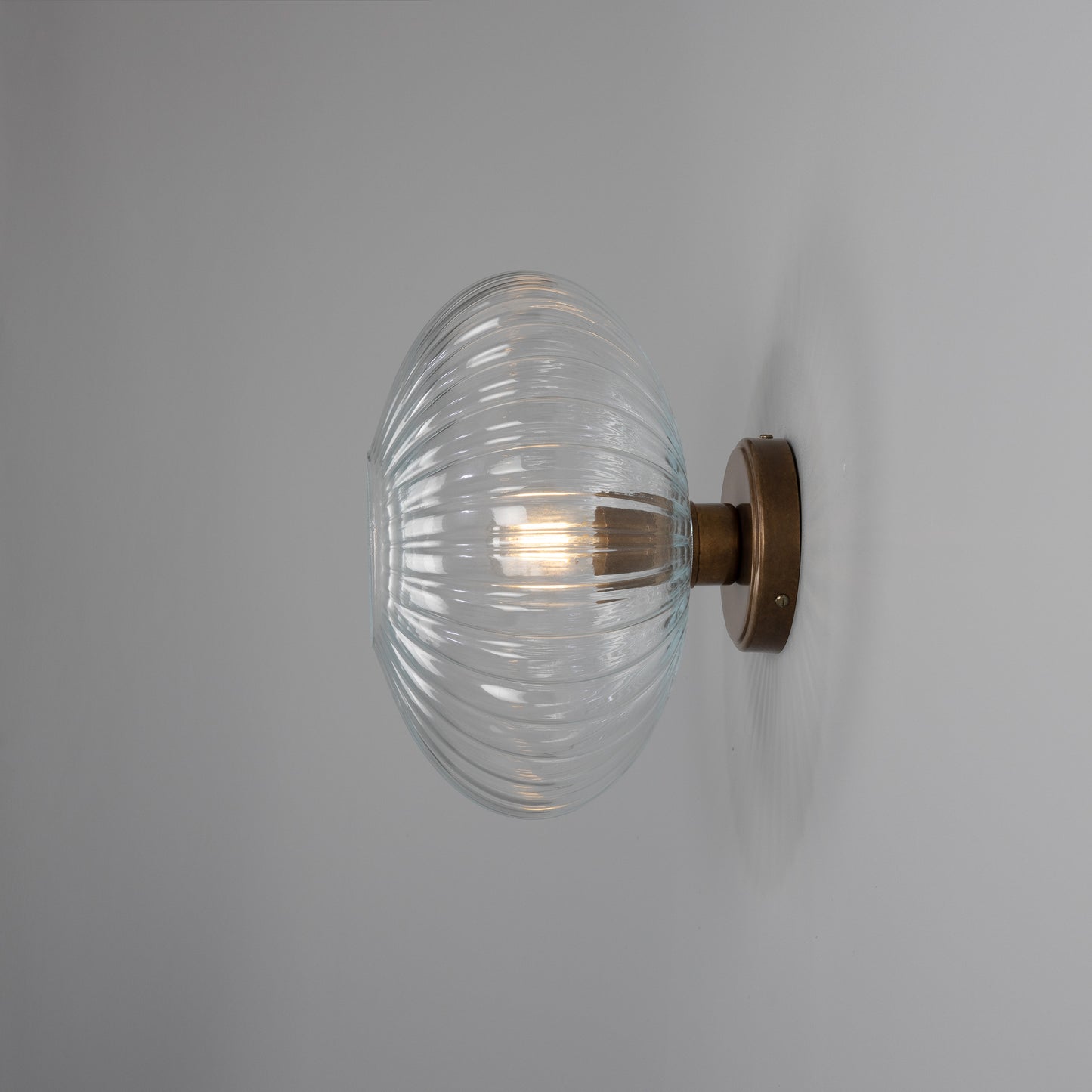 Neith Oval Reeded Glass and Brass Wall Light 30cm