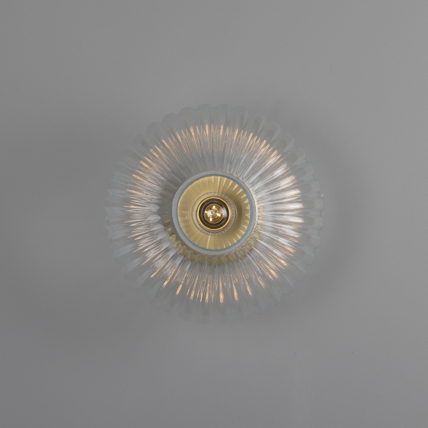 Neith Oval Reeded Glass and Brass Wall Light 30cm