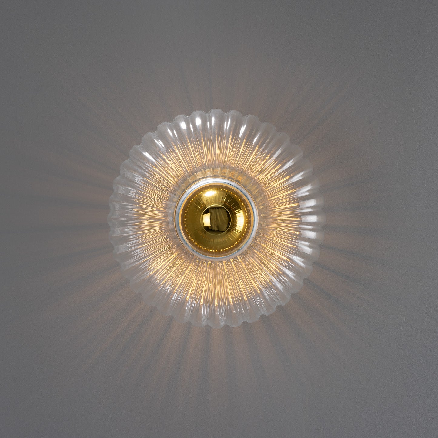 Neith Oval Reeded Glass and Brass Wall Light 30cm