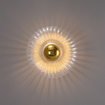 Neith Oval Reeded Glass and Brass Wall Light 30cm