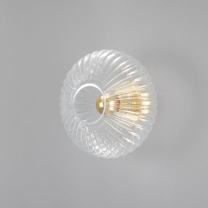 Neith Oval Reeded Glass and Brass Wall Light 30cm