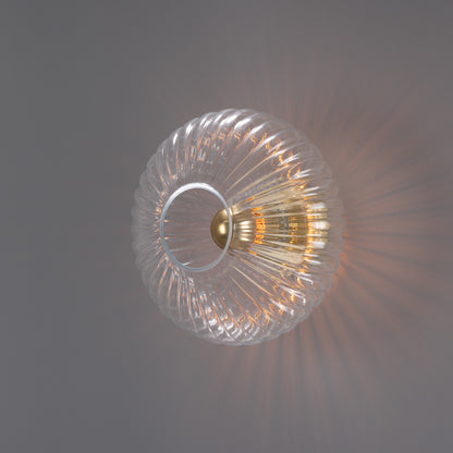 Neith Oval Reeded Glass and Brass Wall Light 30cm