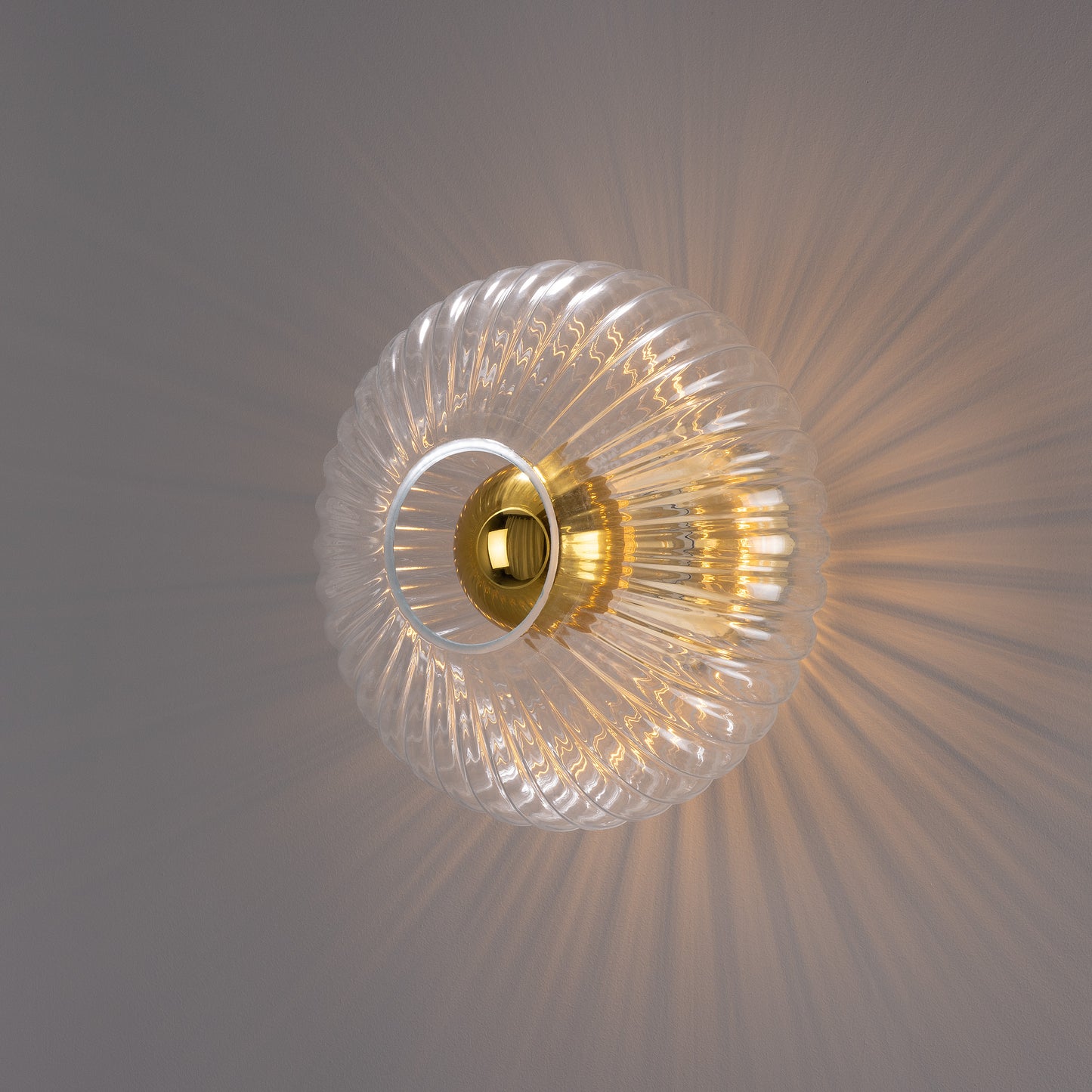 Neith Oval Reeded Glass and Brass Wall Light 30cm