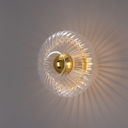 Neith Oval Reeded Glass and Brass Wall Light 30cm