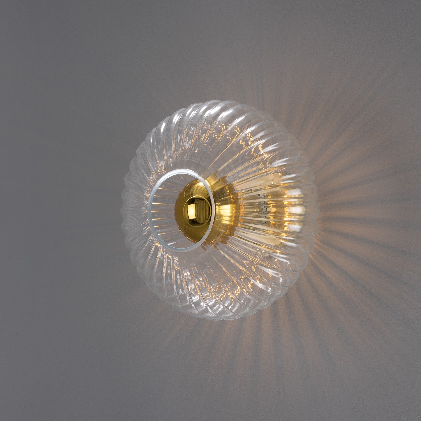 Neith Oval Reeded Glass and Brass Wall Light 30cm