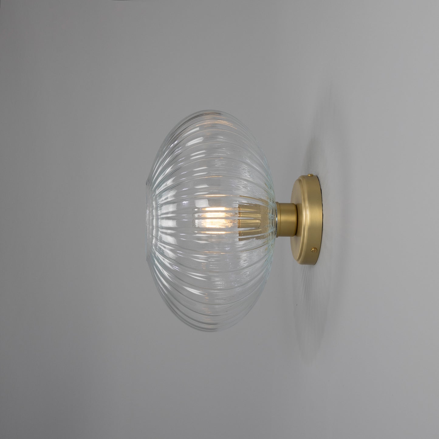 Neith Oval Reeded Glass and Brass Wall Light 30cm