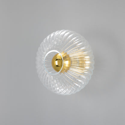 Neith Oval Reeded Glass and Brass Wall Light 30cm