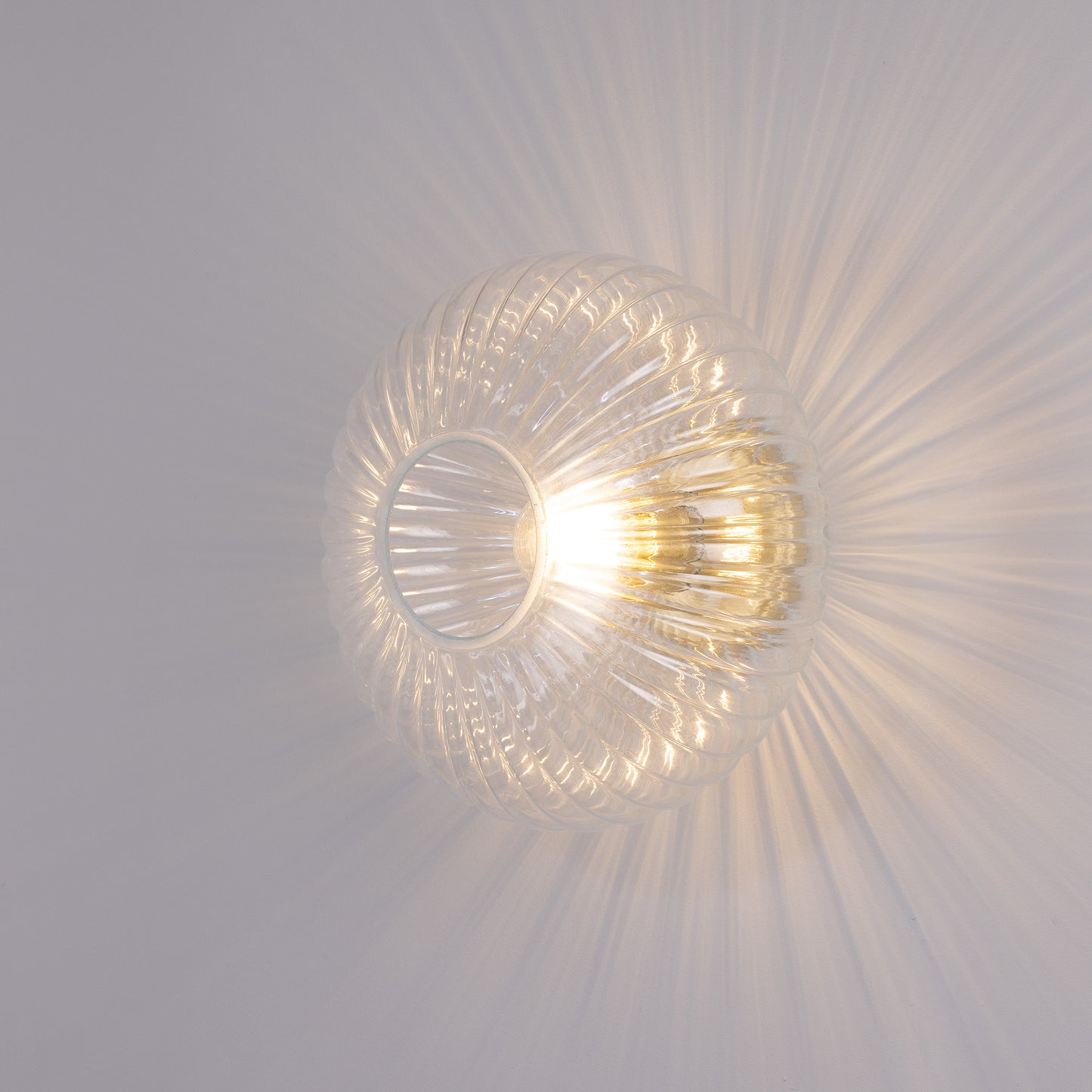 Neith Oval Reeded Glass and Brass Wall Light 30cm