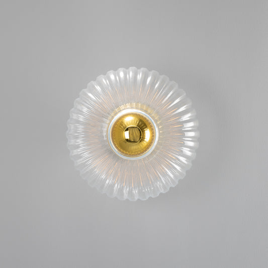 Neith Oval Reeded Glass and Brass Wall Light 30cm