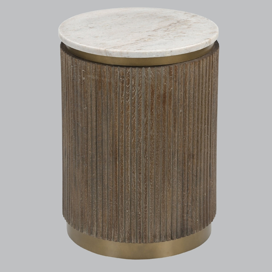 Milo Wood & Marble Round Side Table