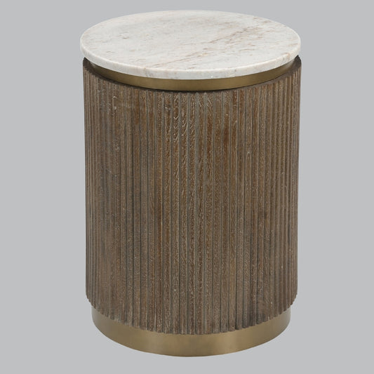 Milo Wood & Marble Round Side Table