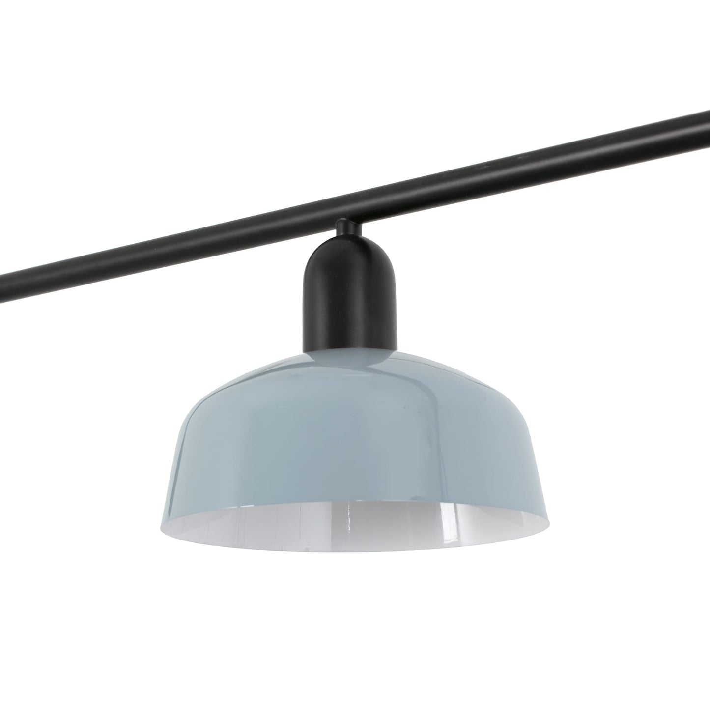 Close up of shade on Faro Barcelona Tatawin small 3 light linear pendant in blue