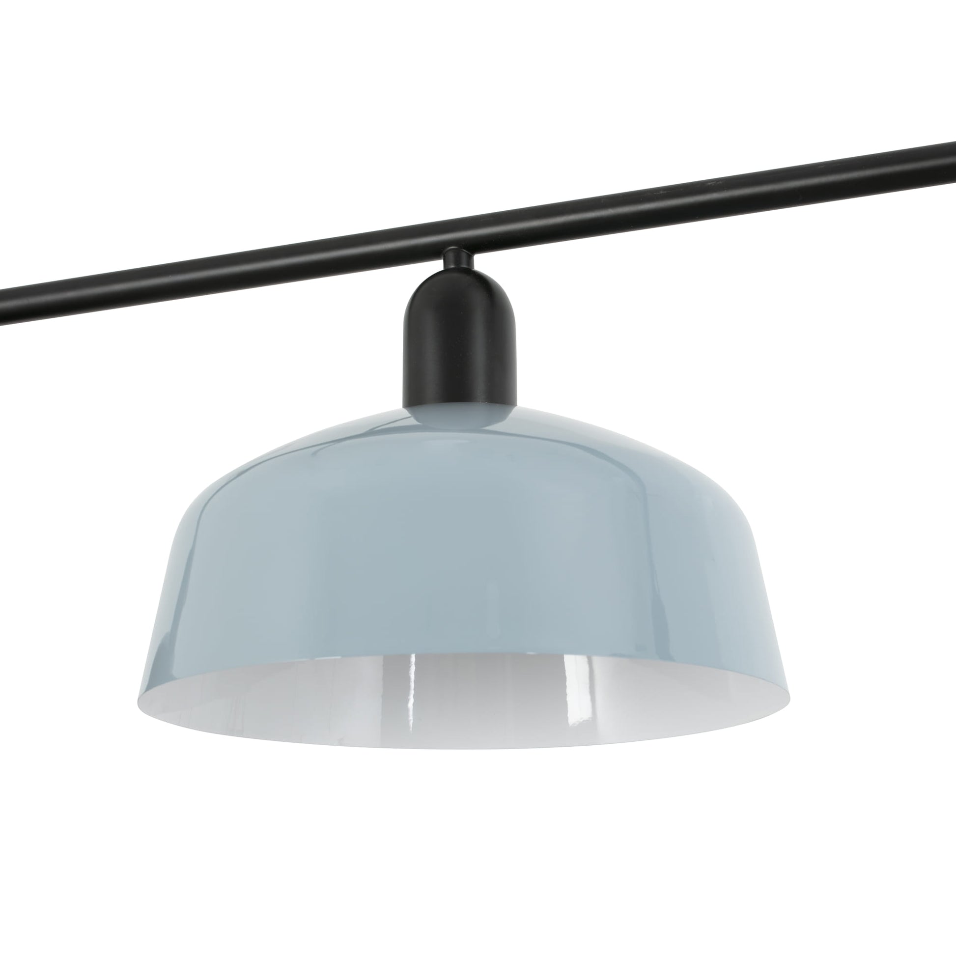 Close up of shade on Faro Barcelona Tatawin medium 3 light linear pendant in Blue