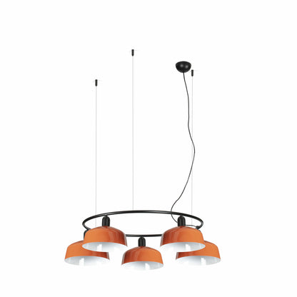 Faro Barcelona 5 Light Circular pendant in Reddish Orange