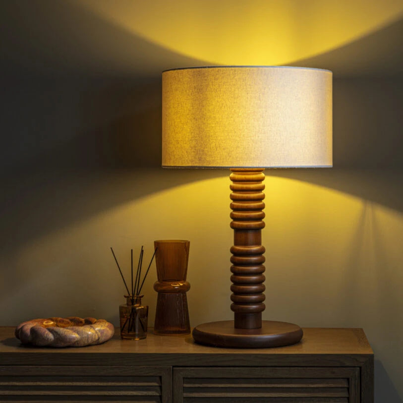Darwin Wooden Table Lamp with Fabric Shade