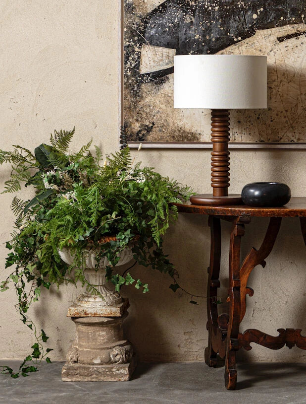 Darwin Wooden Table Lamp with Fabric Shade