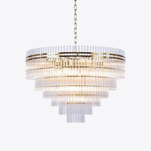 Waldorf Art Deco Tiered Glass Chandelier