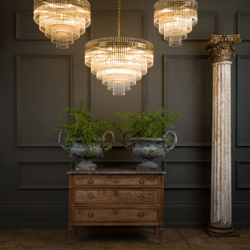 Waldorf Art Deco Tiered Glass Chandelier