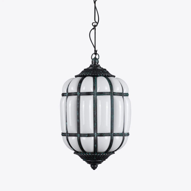 Battersea Opaline and Brass Lantern