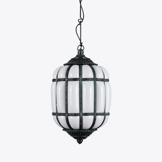 Battersea Opaline and Brass Lantern