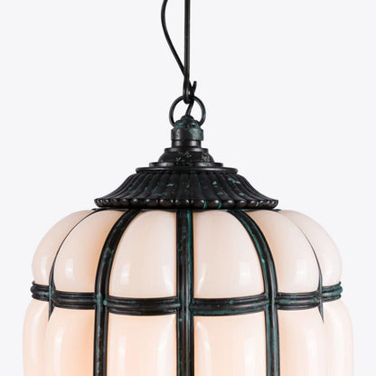 Battersea Opaline and Brass Lantern