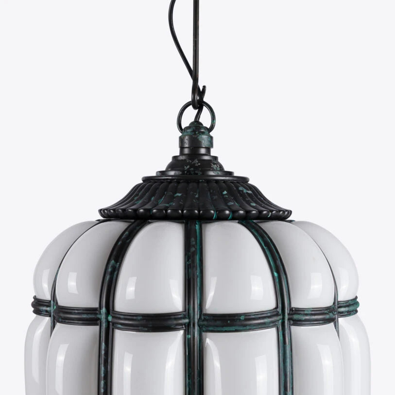 Battersea Opaline and Brass Lantern