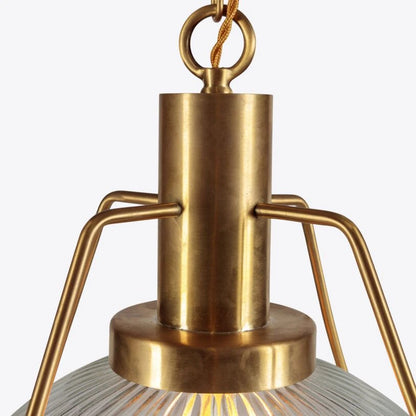 Hoxton Ribbed Glass and Brass Pendant
