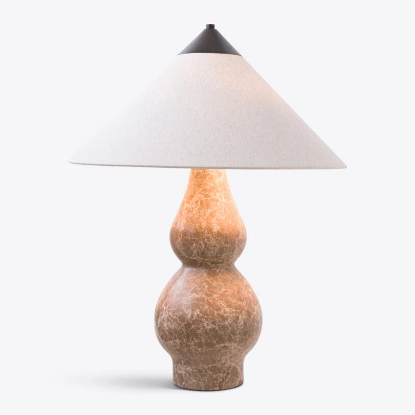 Yuki Solid Marble and Fabric Shade Table Lamp