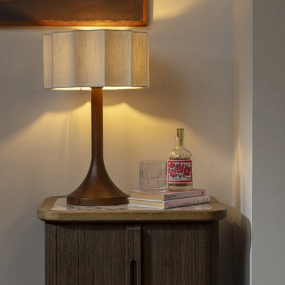 Vellum Wooden Table Lamp with Fabric Shade