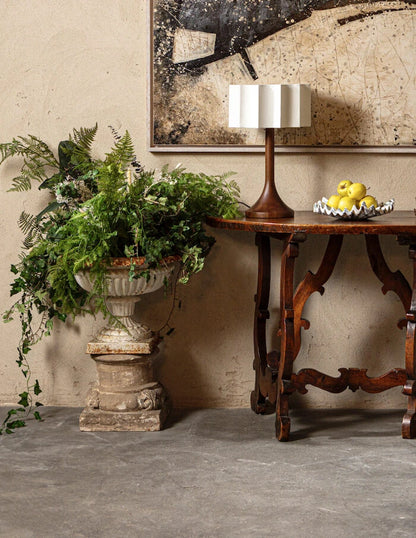 Vellum Wooden Table Lamp with Fabric Shade