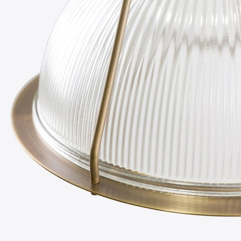 Hoxton Ribbed Glass and Brass Pendant