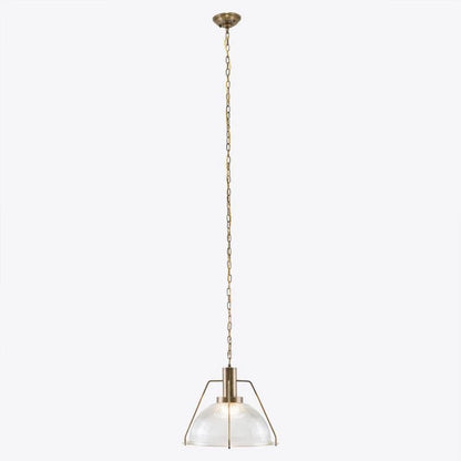 Hoxton Ribbed Glass and Brass Pendant