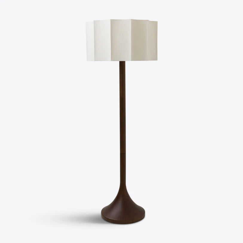 Vellum Wooden Floor Lamp with Fabric Shade