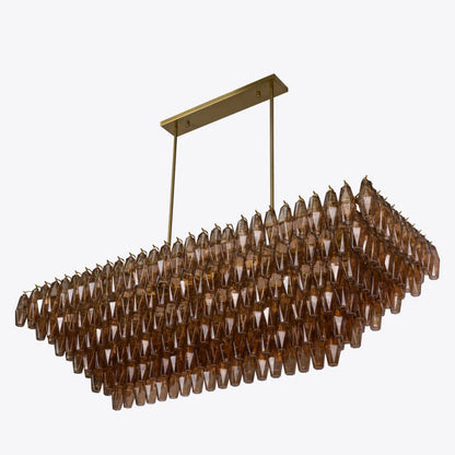 Sorrento Amber Glass Rectangular Chandelier