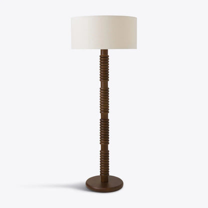 Darwin Wooden Floor Lamp with Fabric Shade