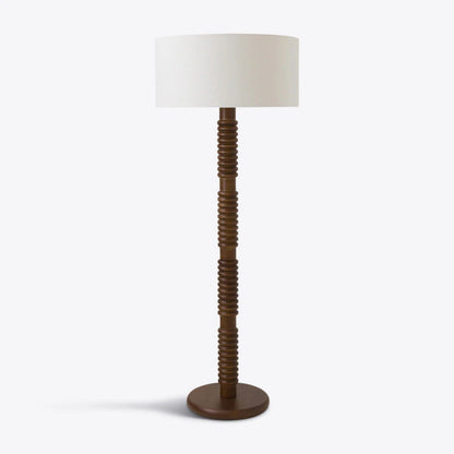 Darwin Wooden Floor Lamp with Fabric Shade