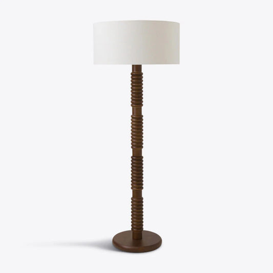 Darwin Wooden Floor Lamp with Fabric Shade