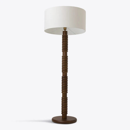 Darwin Wooden Floor Lamp with Fabric Shade