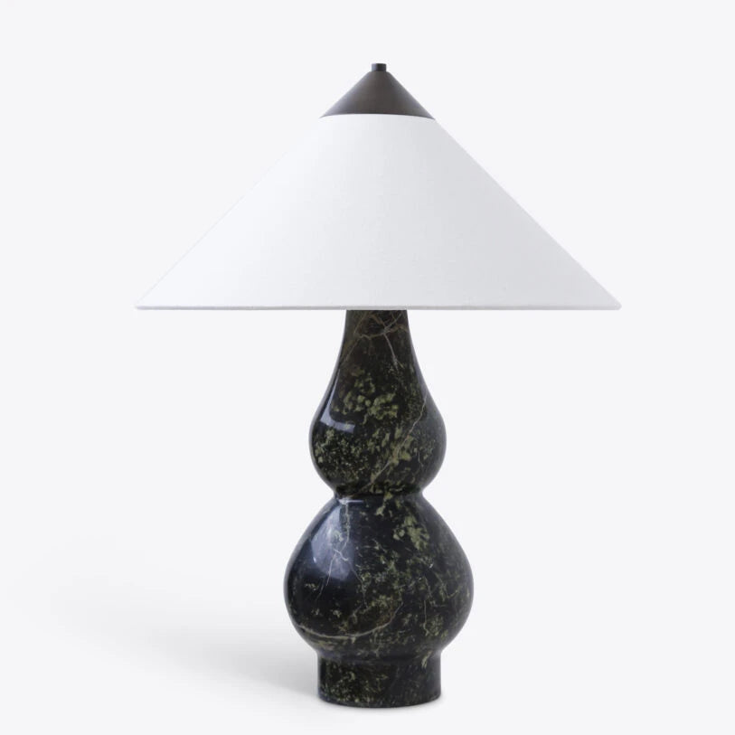 Yuki Solid Marble and Fabric Shade Table Lamp