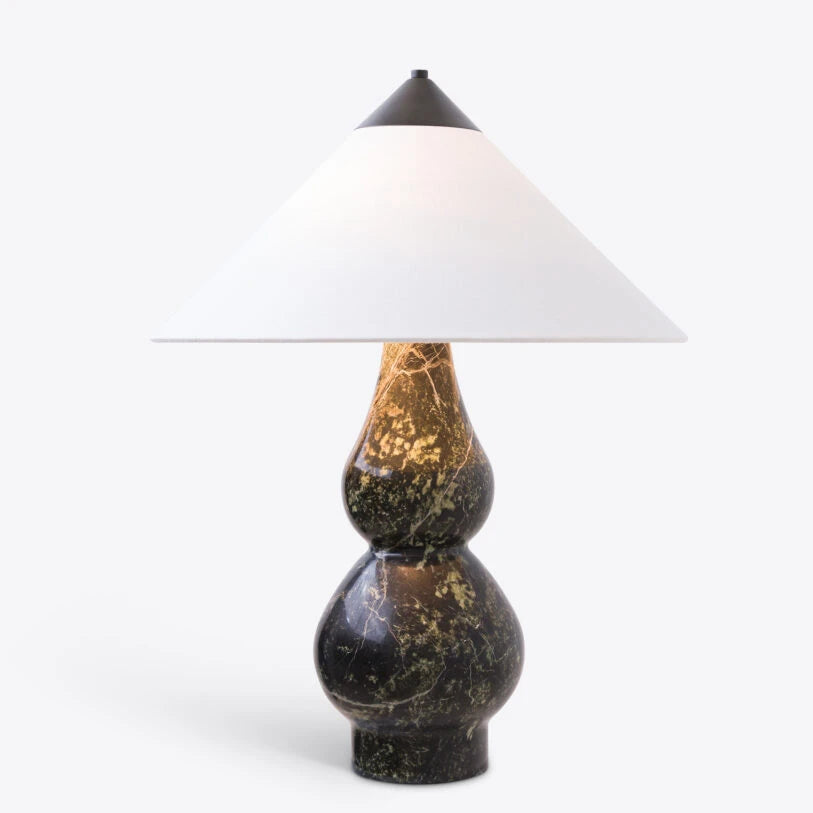 Yuki Solid Marble and Fabric Shade Table Lamp