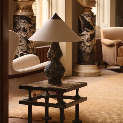 Yuki Solid Marble and Fabric Shade Table Lamp