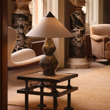 Yuki Solid Marble and Fabric Shade Table Lamp