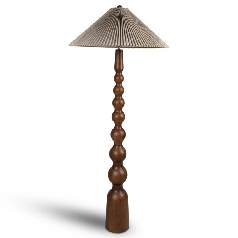 Kobe Wooden Floor Lamp with Fabric Shade