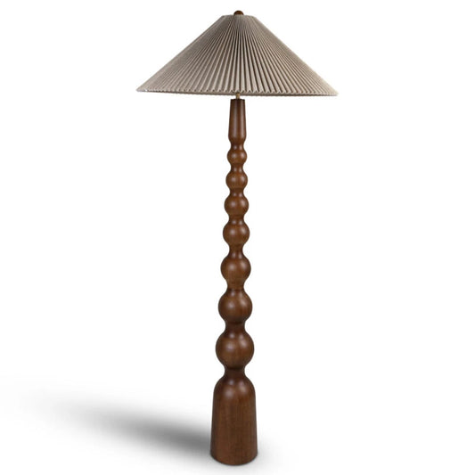 Kobe Wooden Floor Lamp with Fabric Shade