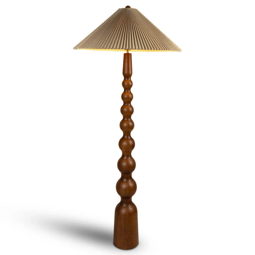 Kobe Wooden Floor Lamp with Fabric Shade