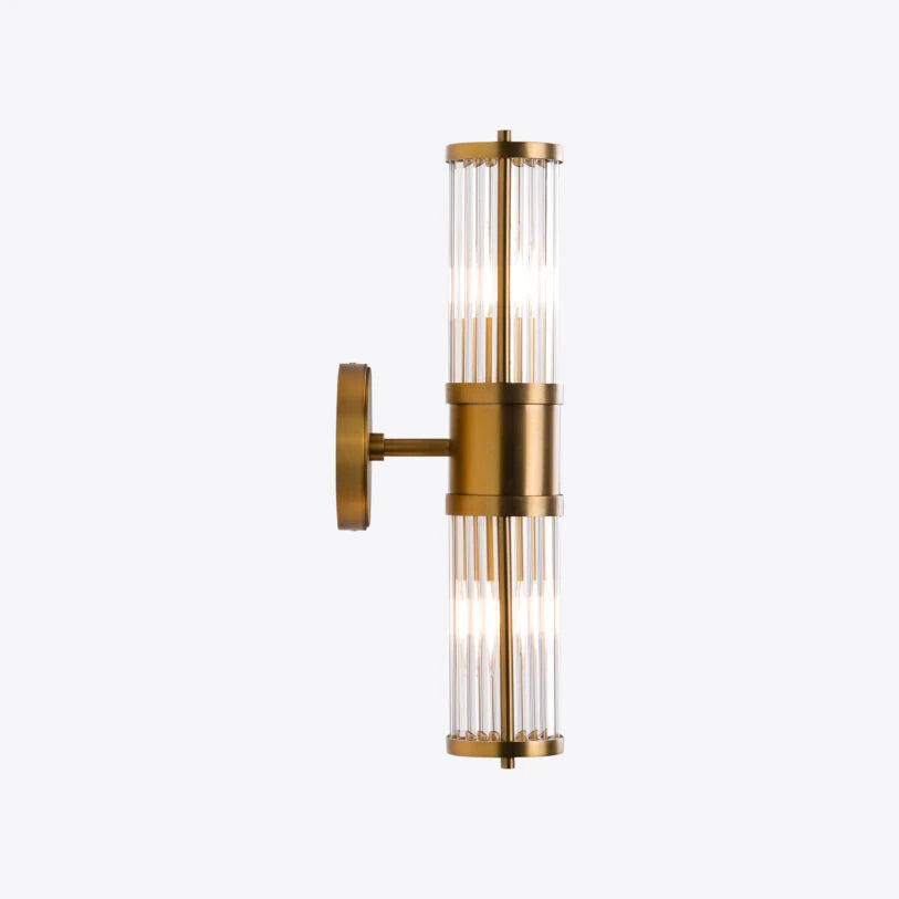 Hendrix Ribbed Glass Double Wall Light