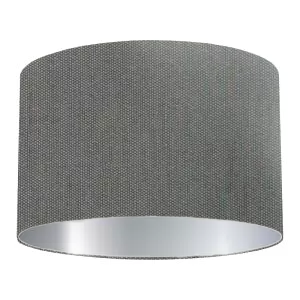 Silver Grey Cotton Drum Lampshade