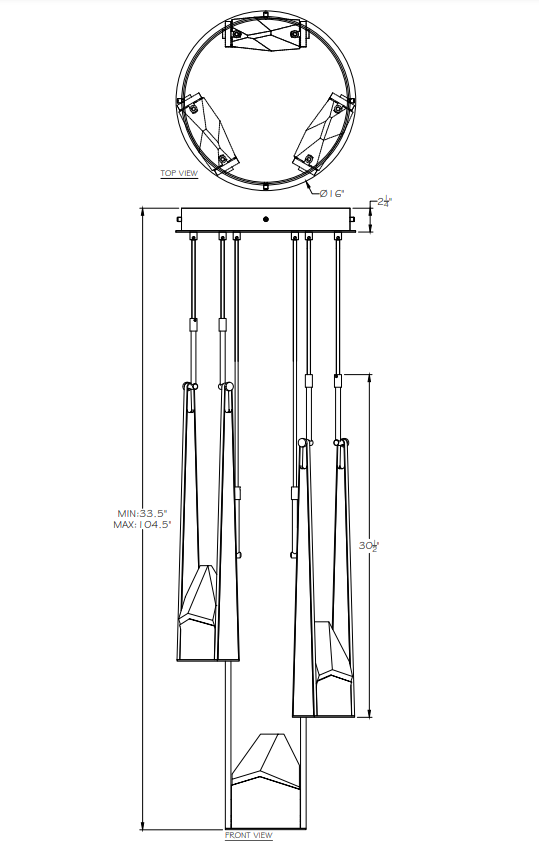 Strata 3 Light Round Cluster Pendant