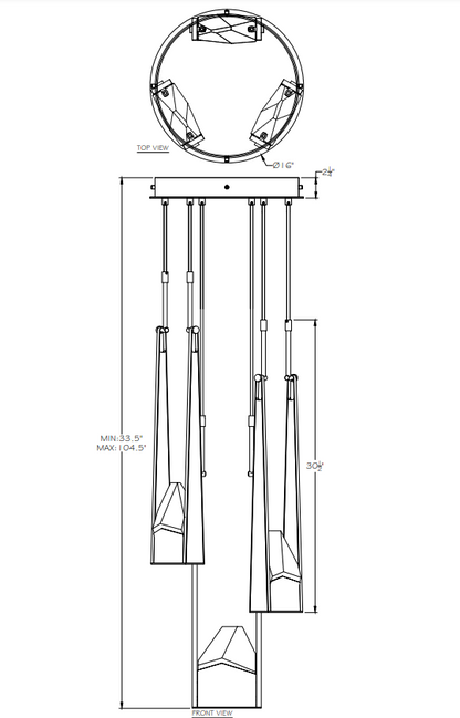 Strata 3 Light Round Cluster Pendant